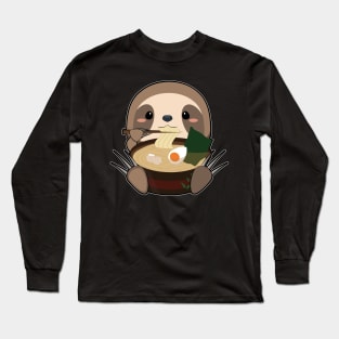 Anime Cute Sloth Japanese Ramen Noodles Kawaii Gift design Long Sleeve T-Shirt